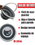 Kit Balde 10 litros e Cesto 26 litros Retrátil Práticos e Funcionais
