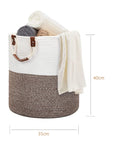 Cesto em Cordas de Algodão com Alças - Marrom e Offwhite