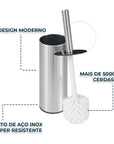 Kit Lixeira 3 litros e Escova Sanitária em Inox