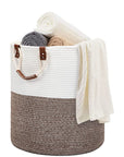 Cesto em Cordas de Algodão com Alças - Marrom e Offwhite