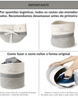Cesto em Cordas de Algodão com Alças - Marrom e Offwhite