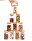 Conjunto 10 Potes Vidro Herméticos Quadrado Condimentos - 250ml - Casa Práticos e Funcionais