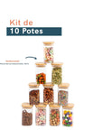 Conjunto 10 Potes Vidro Herméticos Quadrado Condimentos - 250ml - Casa Práticos e Funcionais