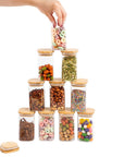 Conjunto 10 Potes Vidro Herméticos Quadrado Condimentos - 250ml - Casa Práticos e Funcionais
