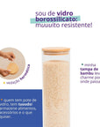 Conjunto 11 Potes de Vidro Herméticos com Tampa de Bambu - Casa Práticos e Funcionais