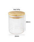 Conjunto 6 Potes de Vidro Herméticos para Condimentos com Tampa de Bambu - 200ml - Casa Práticos e Funcionais