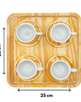 Conjunto de Bandeja e Pires em Madeira com Xícaras em Porcelana - Casa Práticos e Funcionais