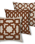 Kit 3 Capas de Almofada Abstrato Marrom em Linho 45x45cm - Casa Práticos e Funcionais