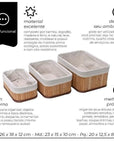 Kit 3 Cestos Organizadores de Bambu Multiuso - Casa Práticos e Funcionais