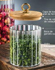 Kit com 3 Porta Mantimentos de Vidro Canelado Luxo - Casa Práticos e Funcionais