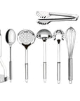 Kit Utensílios de Cozinha em Aço Inox - 8 Peças - Casa Práticos e Funcionais