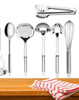 Kit Utensílios de Cozinha em Aço Inox - 8 Peças - Casa Práticos e Funcionais
