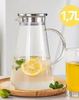 Jarra de Vidro com Tampa em Inox - 1.7 litros