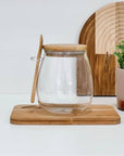 Pote de Vidro Oval com Tampa e Colher de Bambu - 950ml - Casa Práticos e Funcionais
