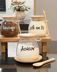Pote de Vidro Oval com Tampa e Colher de Bambu - 950ml - Casa Práticos e Funcionais