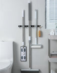 Suporte Lavanderia com Encaixes e Ganchos Multiuso em Aço Inox - Casa Práticos e Funcionais