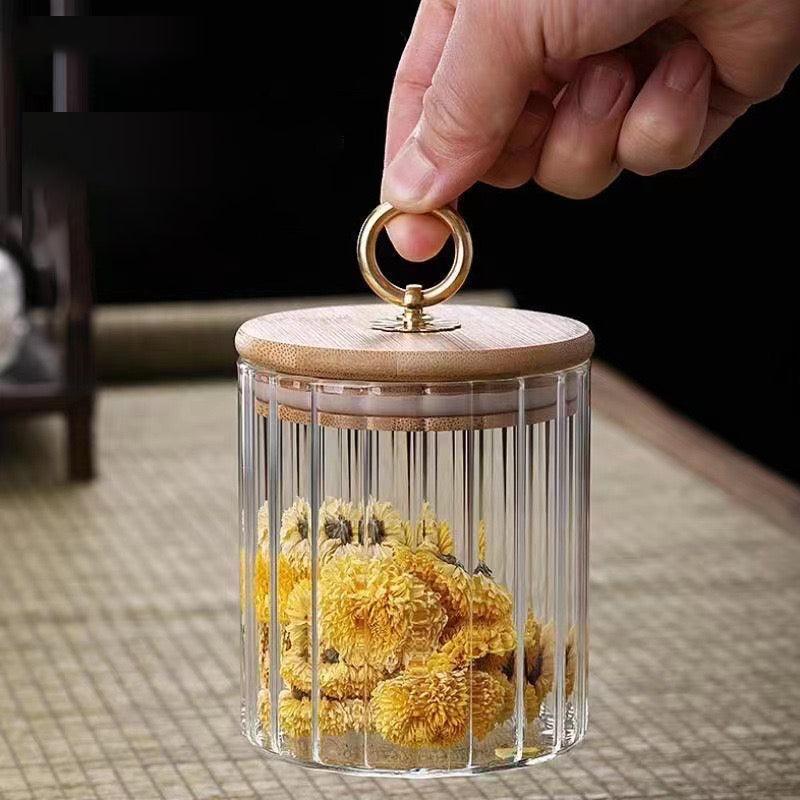 Kit com 3 Porta Mantimentos de Vidro Canelado Luxo - Casa Práticos e Funcionais