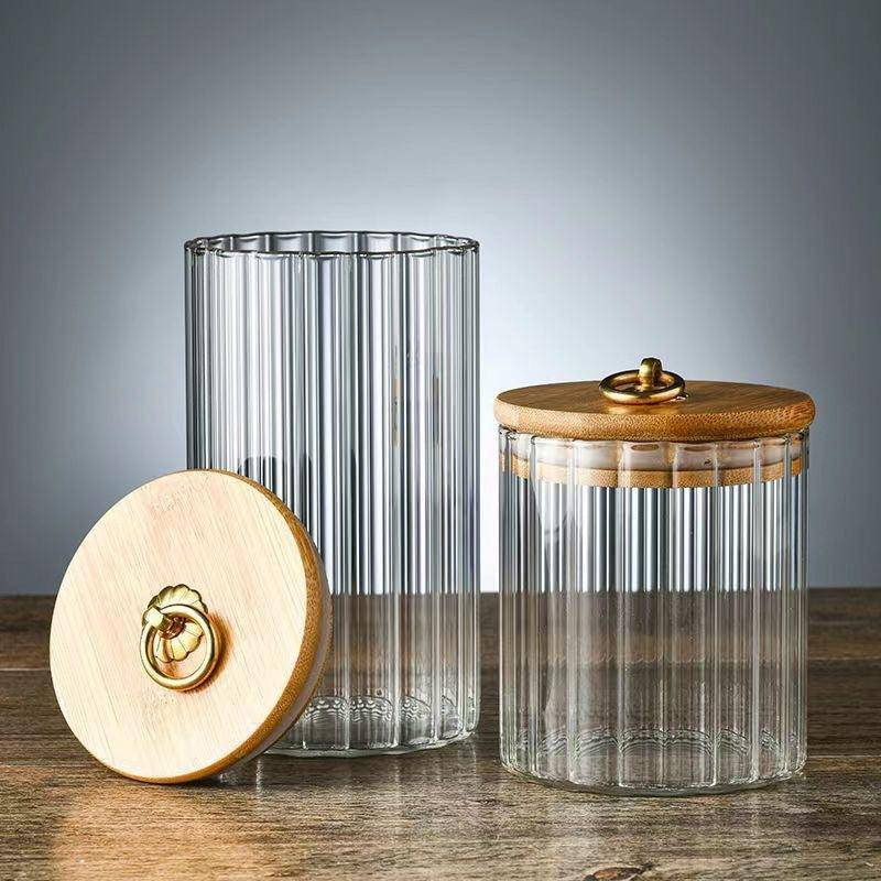 Kit com 3 Porta Mantimentos de Vidro Canelado Luxo - Casa Práticos e Funcionais