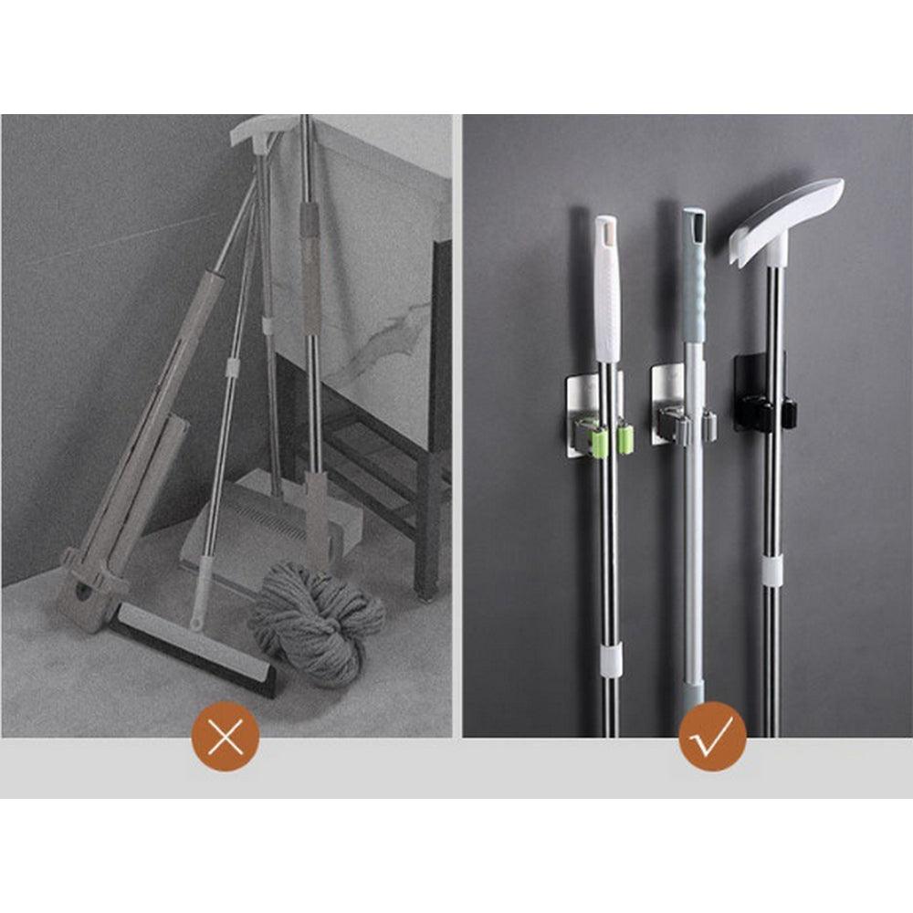 Suporte Lavanderia com Encaixes e Ganchos Multiuso em Aço Inox - Casa Práticos e Funcionais