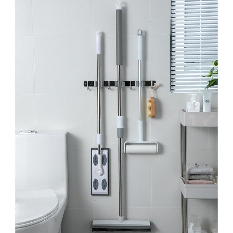 Suporte Lavanderia com Encaixes e Ganchos Multiuso em Aço Inox - Casa Práticos e Funcionais