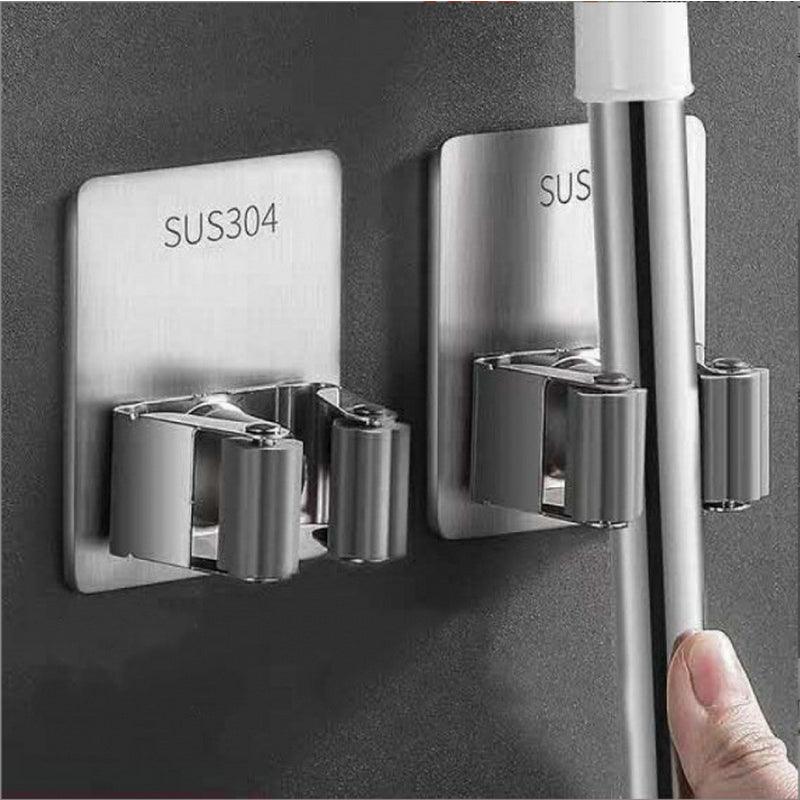 Suporte Lavanderia com Encaixes e Ganchos Multiuso em Aço Inox - Casa Práticos e Funcionais